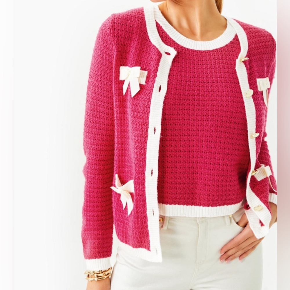 Lilly Pulitzer Valoria Sweater Raspberry Rouge - Picture 2 of 9